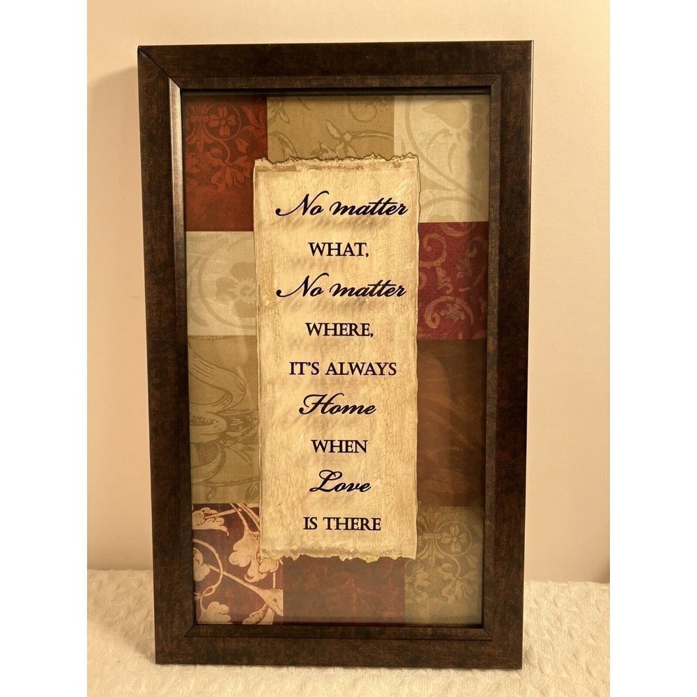 Modern Framed Art Print Quote No Matter What Home Love Is There 9”x15”